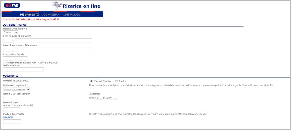 Ricarica Tre Online Carta Di Credito