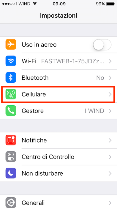 Configurare connessione Internet Wind su iPhone