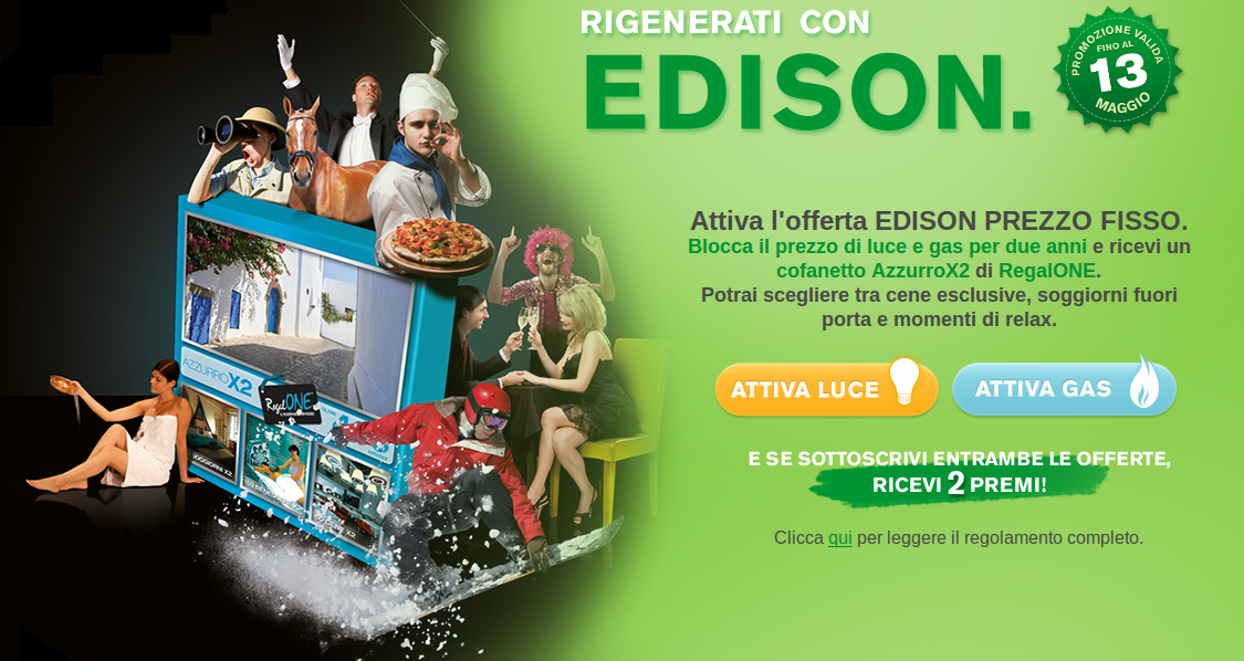 AzzurroX2 in regalo attivando la tariffa luce o gas Prezzo Fisso di Edison SosTariffe.it AzzurroX2 in regalo attivando la tariffa luce o gas Prezzo Fisso di Edison SosTariffe.it