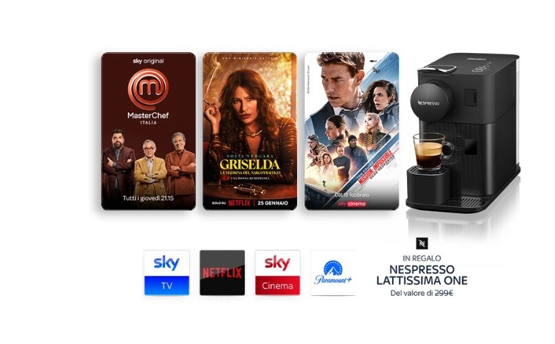Sky regala la Nespresso Lattissima One con le promo di Gennaio 2024