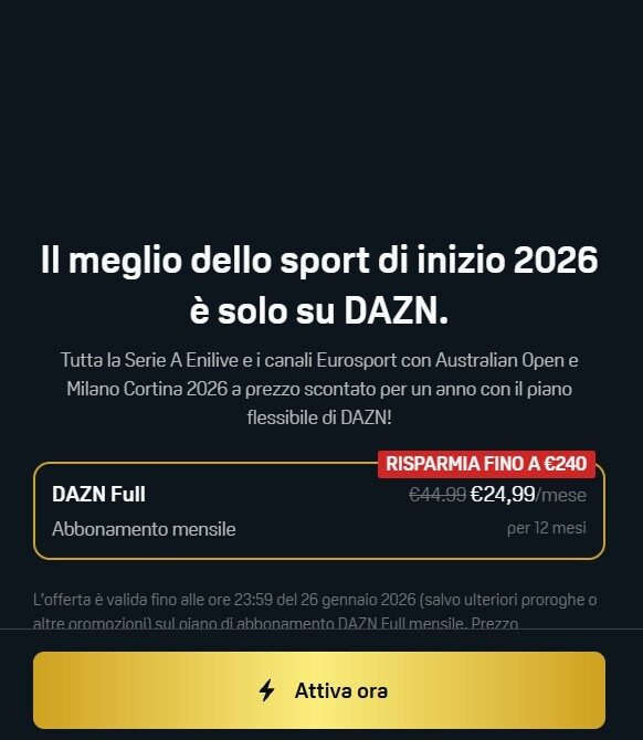 dazn offerta 26 gennaio
